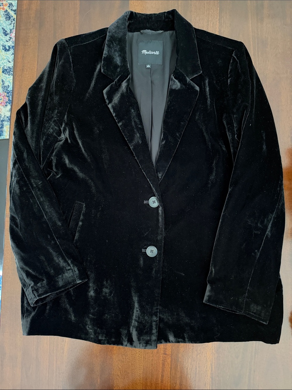 Madewell Black Velvet Tailored Blazer